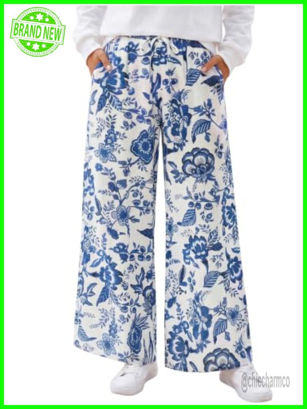 Wide Leg Palazzo Pants High Waisted Flowy Drawstring Trousers